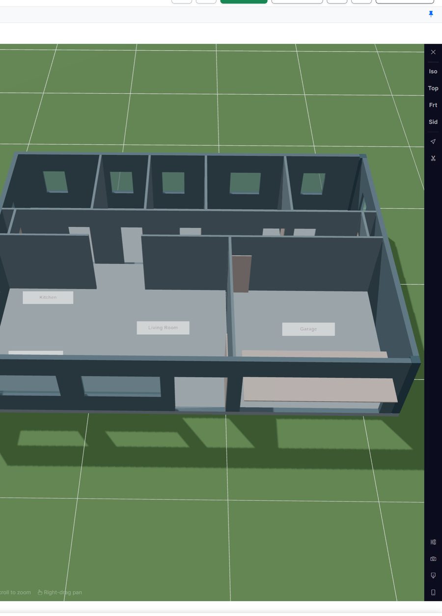 Bimsta 3D BIM view showing walls, slabs and openings